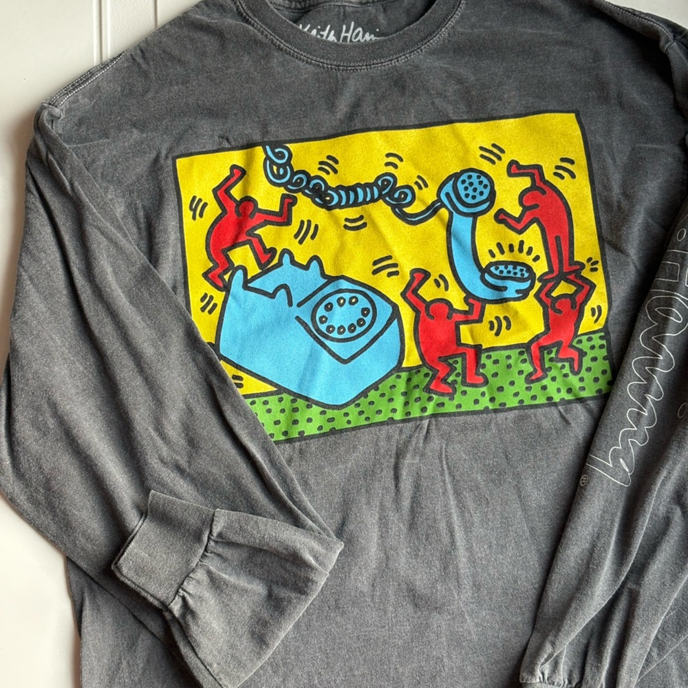 Vintage Keith Haring CollectibleRipple 1992 Long Sleeve Gray Art Shirt Men’s S/M